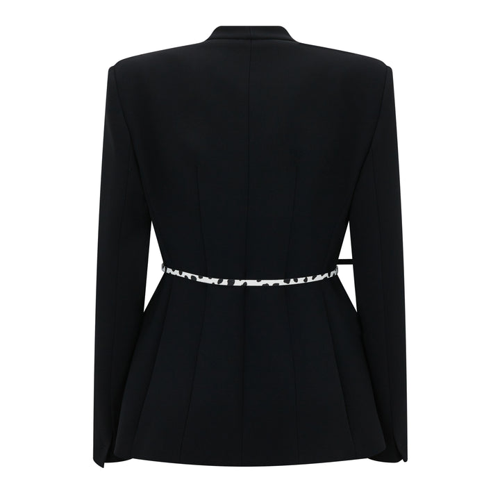 Quinoa Tailored Cady Collarless Belted Jacket