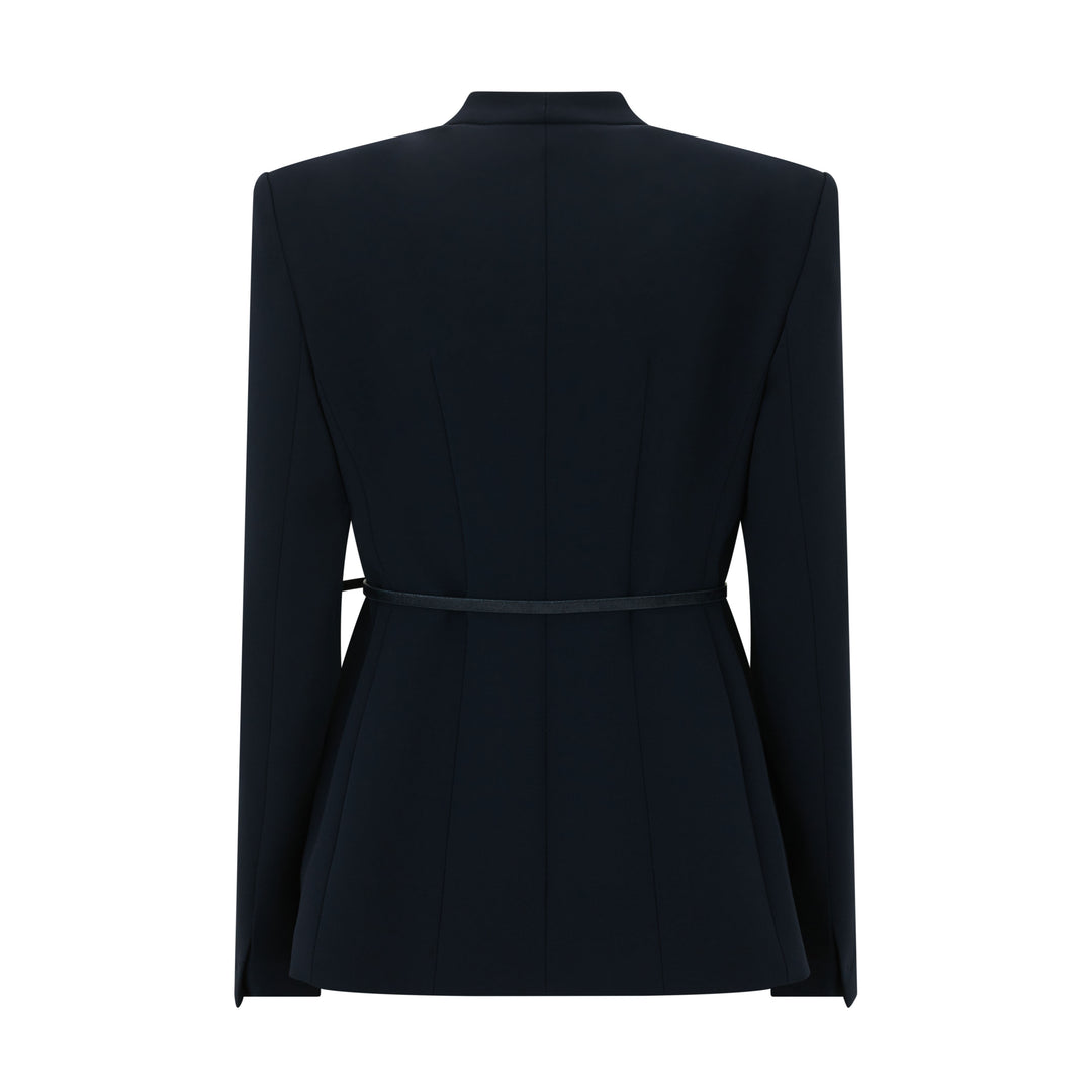 Quinoa Tailored Cady Collarless Belted Jacket