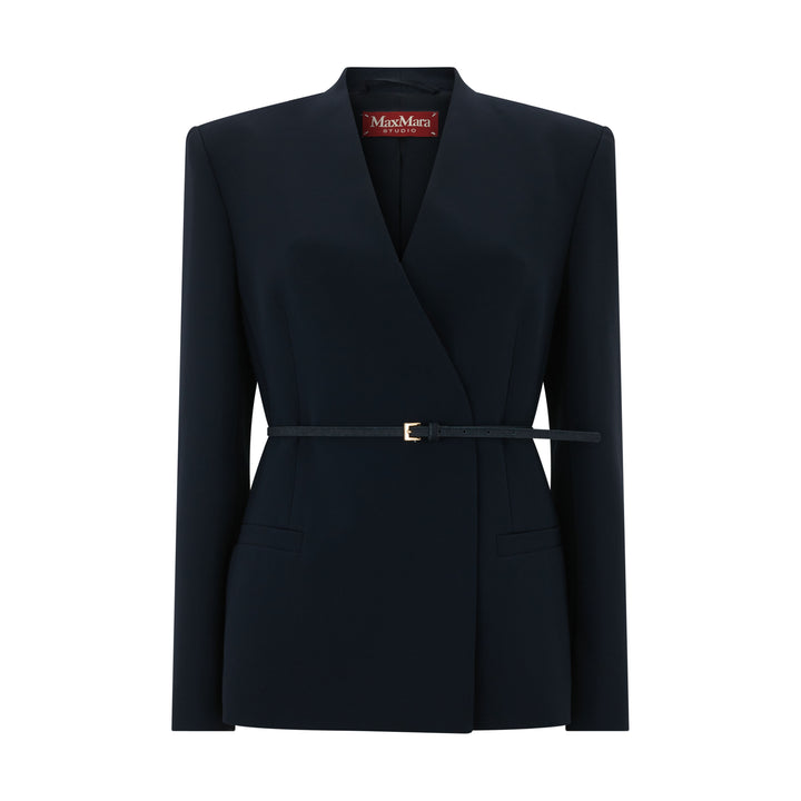 Quinoa Tailored Cady Collarless Belted Jacket