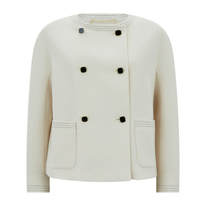 Ombrosa Tailored Cady Double Breasted Jacket Beige