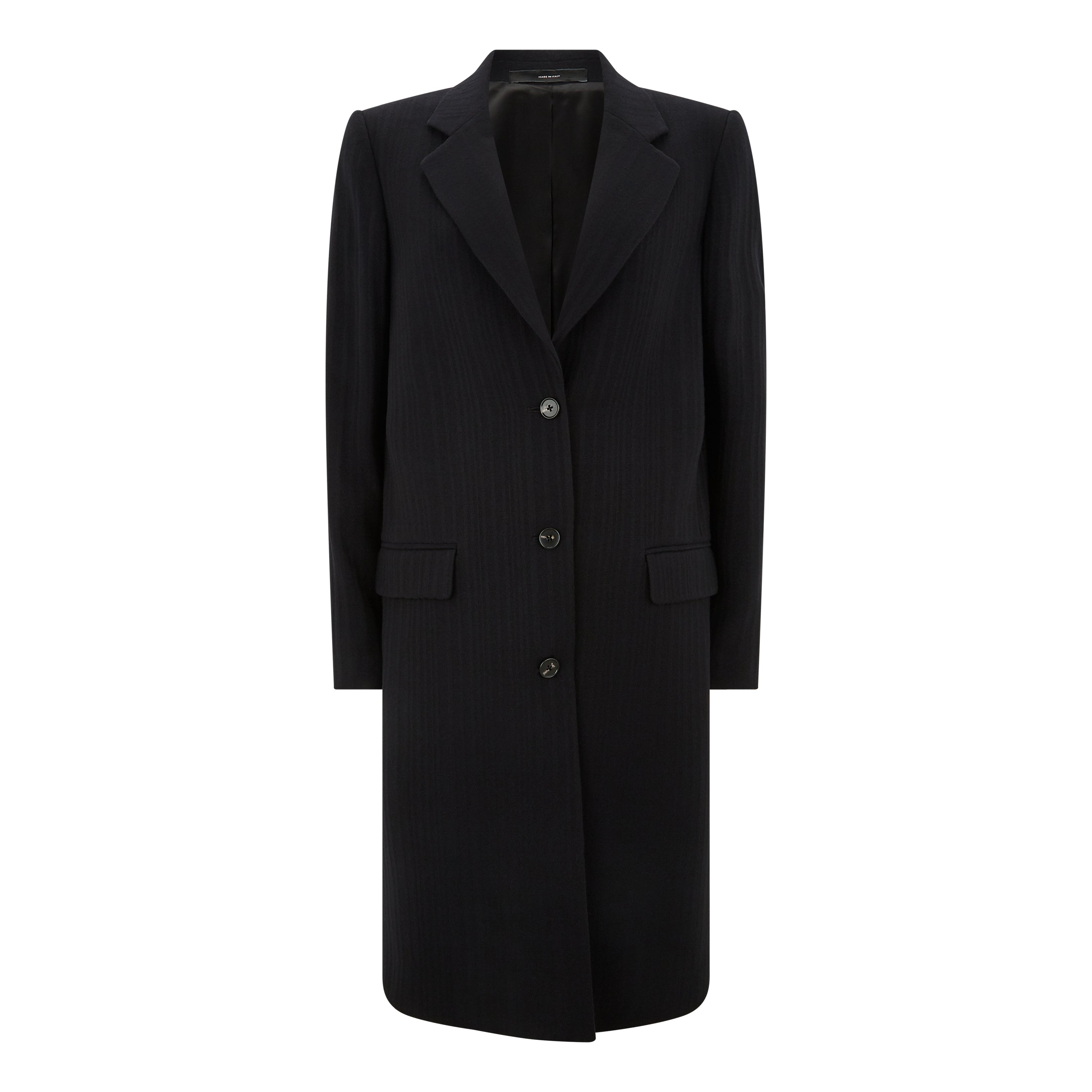 Ede & Ravenscroft | Paul Smith Tonal Stripe Wool Cashmere Coat | Navy