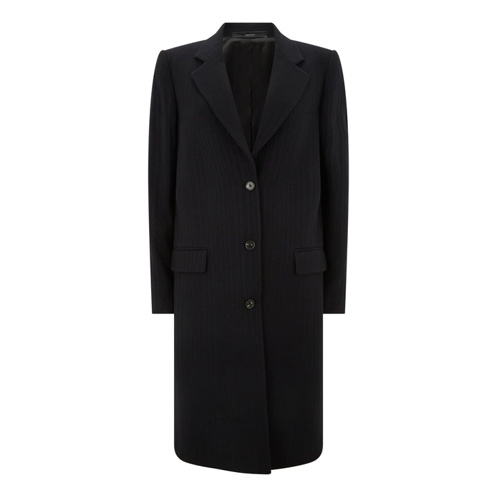 Tonal Stripe Wool Cashmere Coat