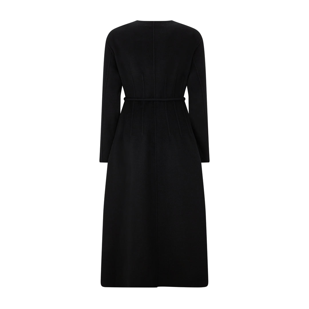 Fiacre Black Wool Silk Cashmere Coat