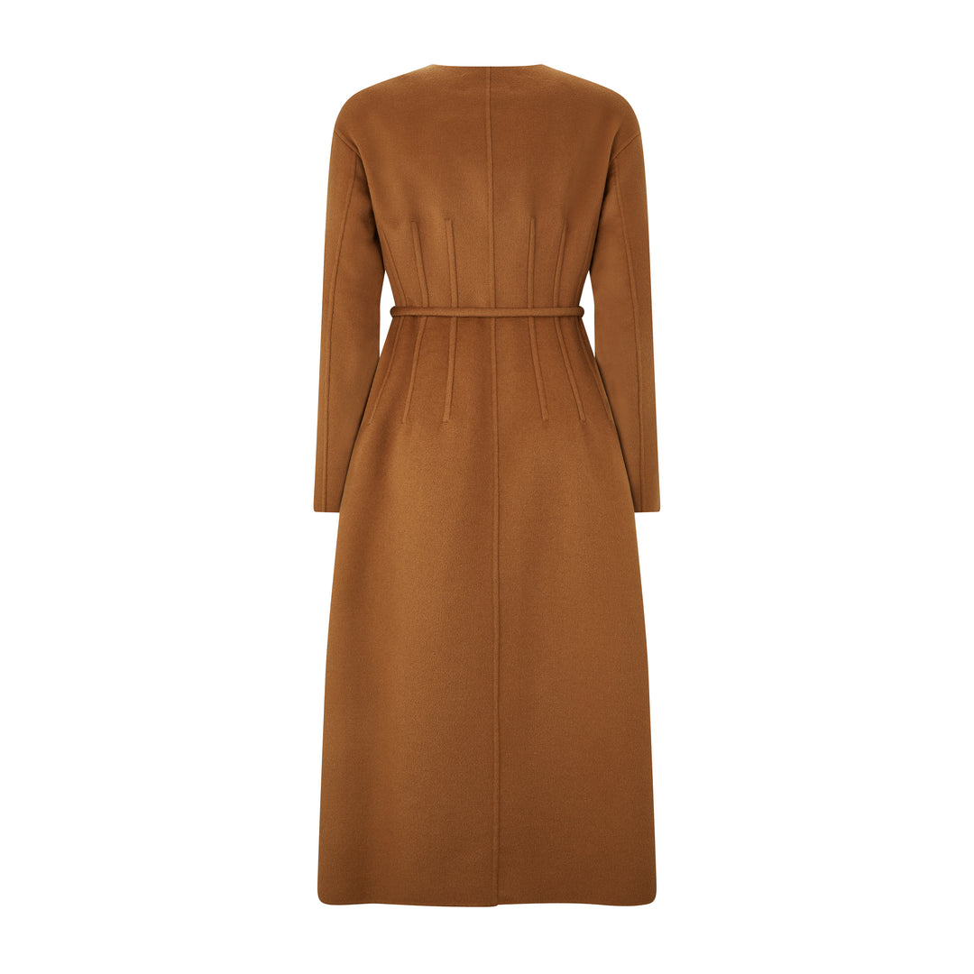 Fiacre Brown Wool Silk Cashmere Coat