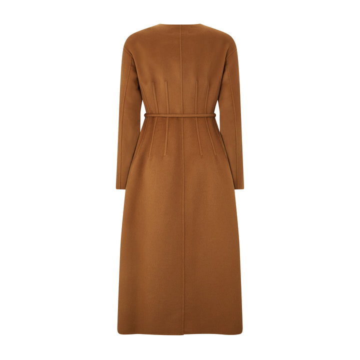Fiacre Brown Wool Silk Cashmere Coat