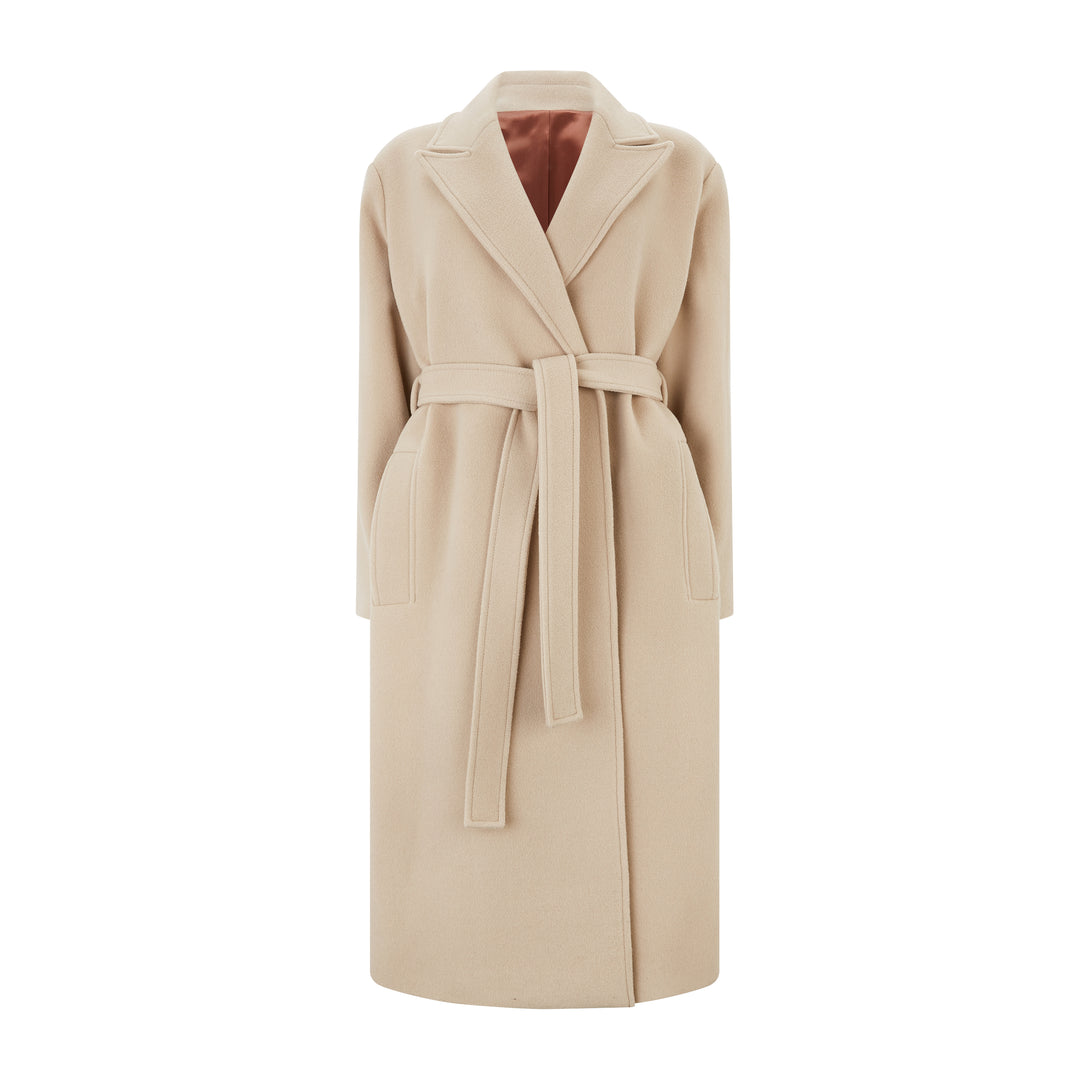 Brown Wool Wrap Belted Coat