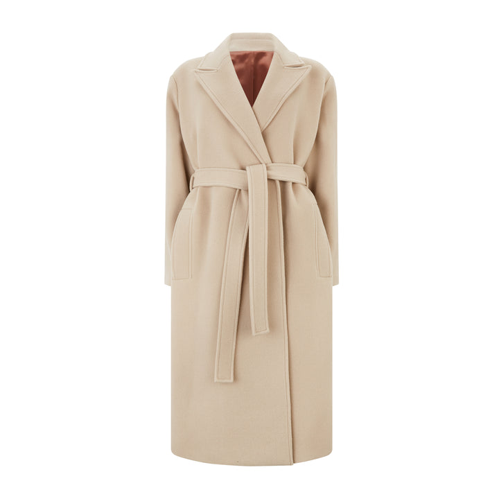 Brown Wool Wrap Belted Coat