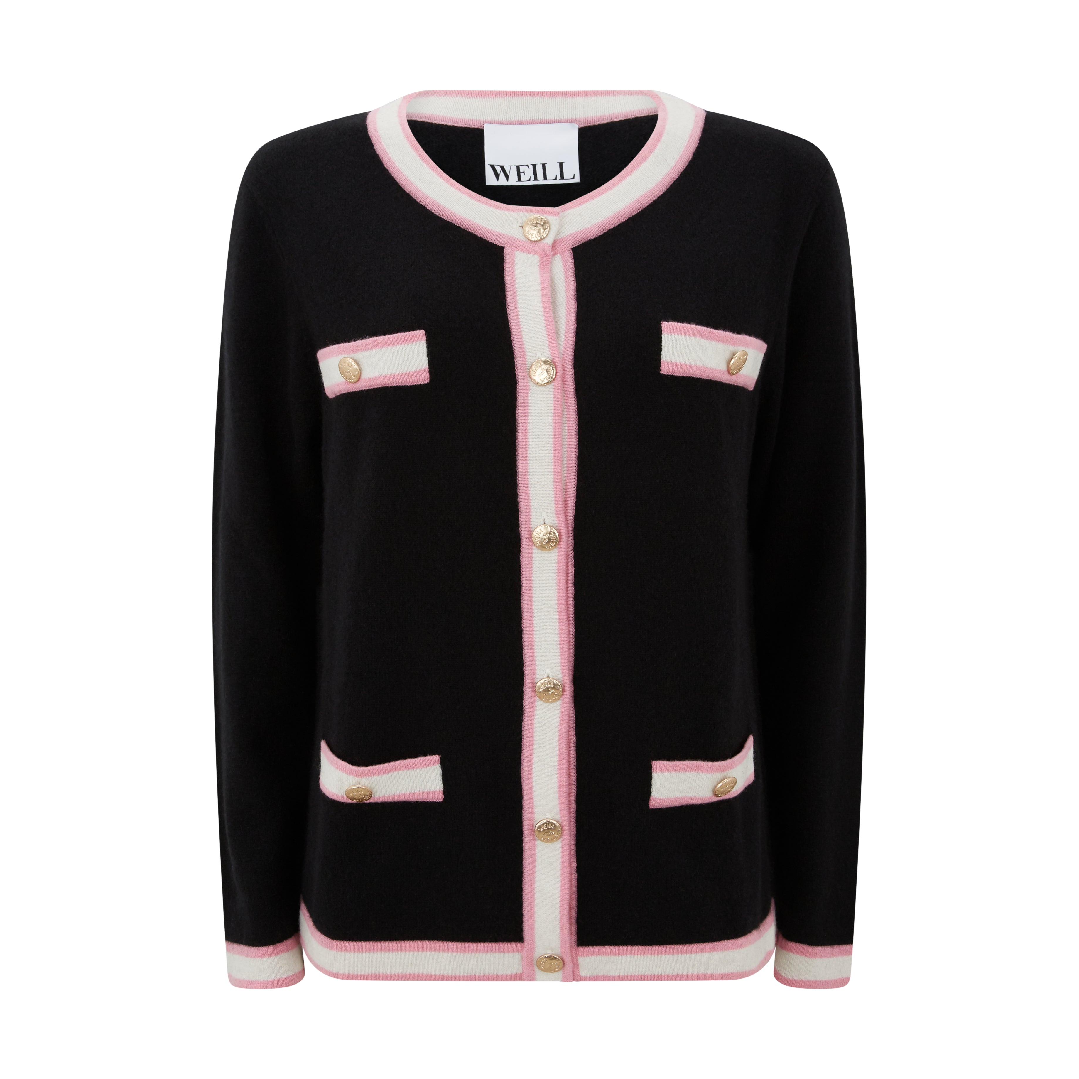 Pink and black cardigan 2025