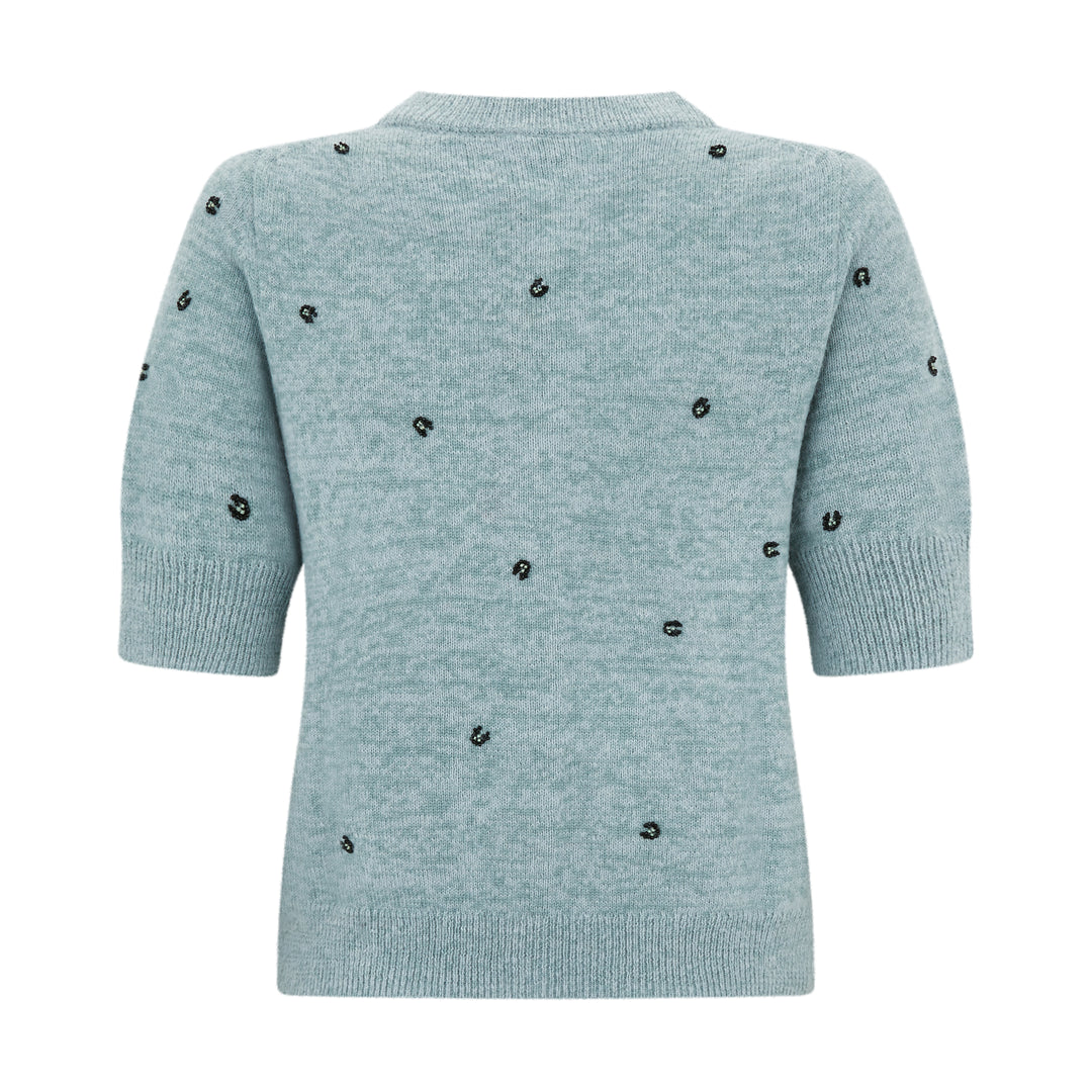 Short Sleeved Knitted Cardigan Green
