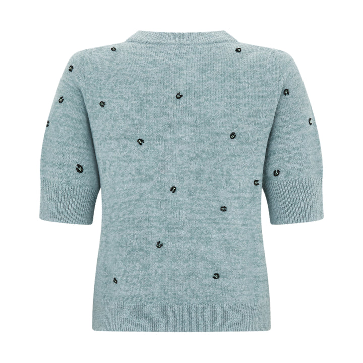 Short Sleeved Knitted Cardigan Green