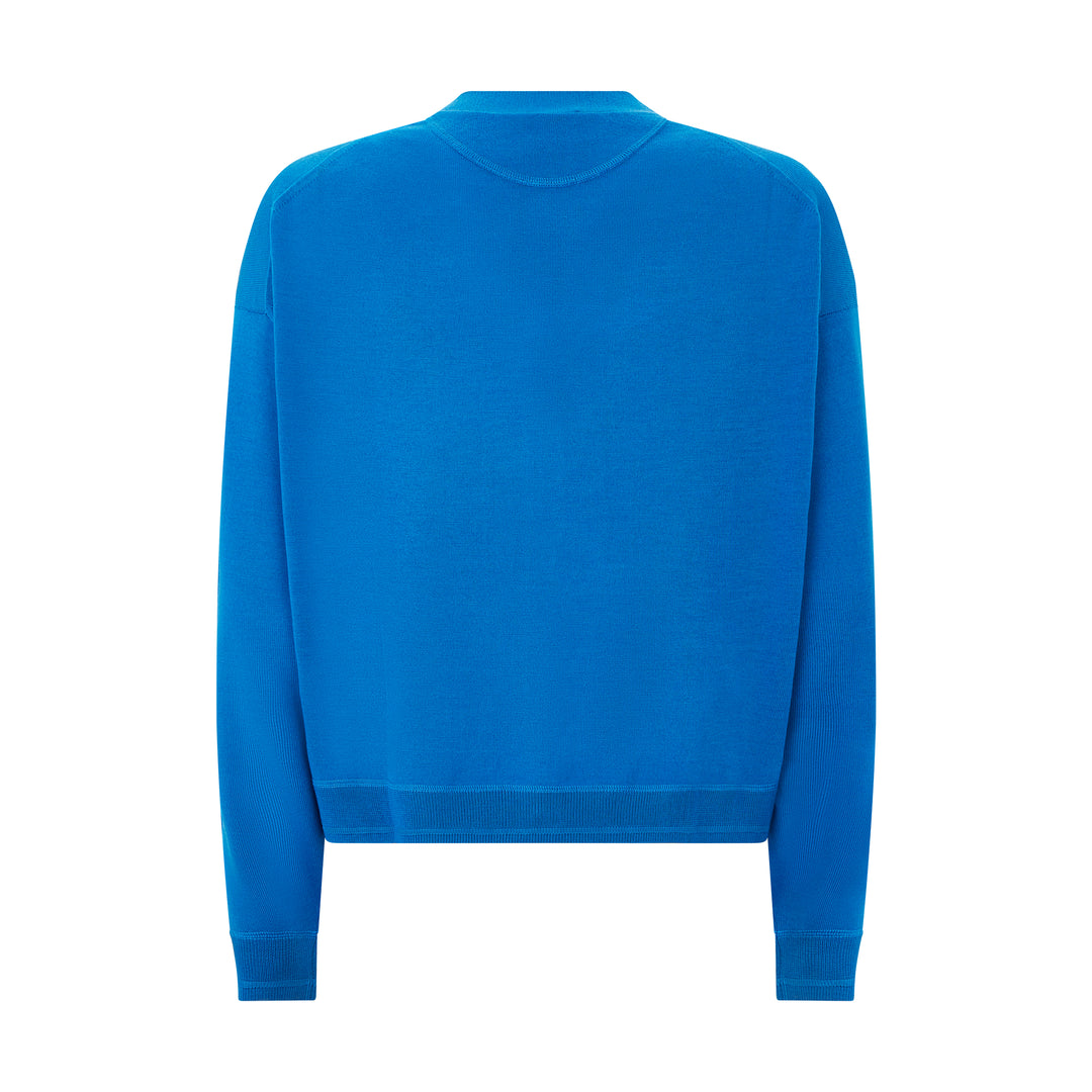 Plain Blue Knitted Cardigan