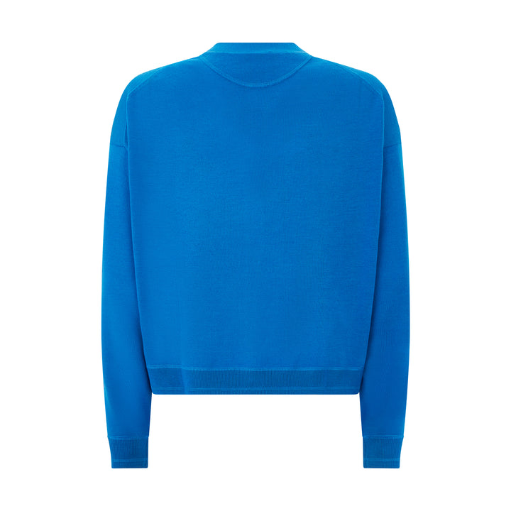 Plain Blue Knitted Cardigan