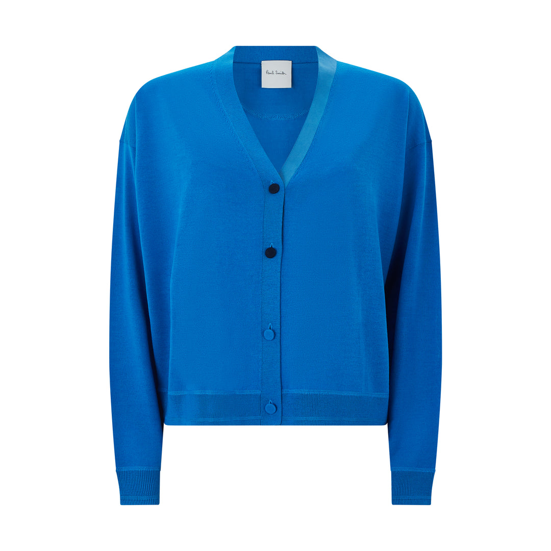 Plain Blue Knitted Cardigan