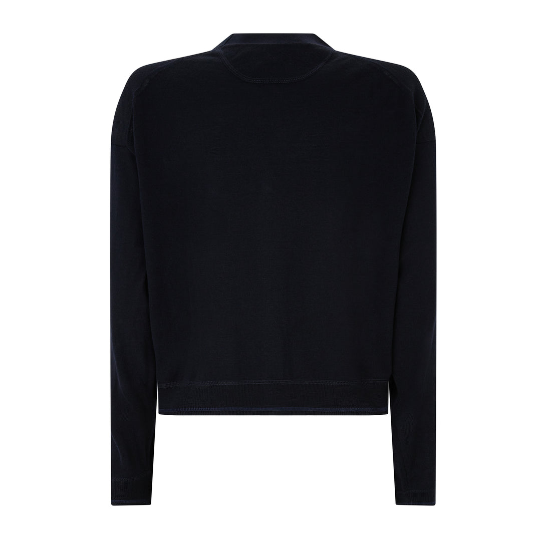 Navy Knitted Merino Wool Cardigan