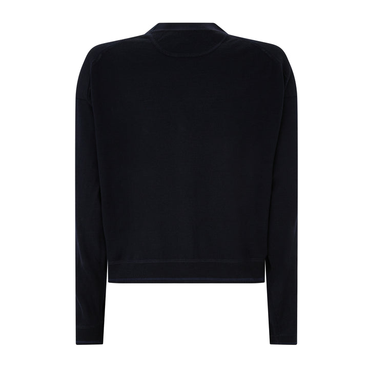 Navy Knitted Merino Wool Cardigan