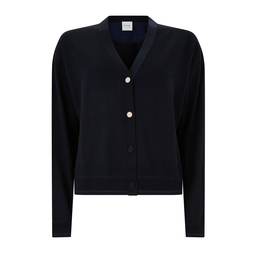Navy Knitted Merino Wool Cardigan