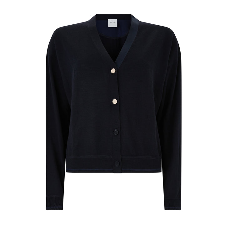 Navy Knitted Merino Wool Cardigan