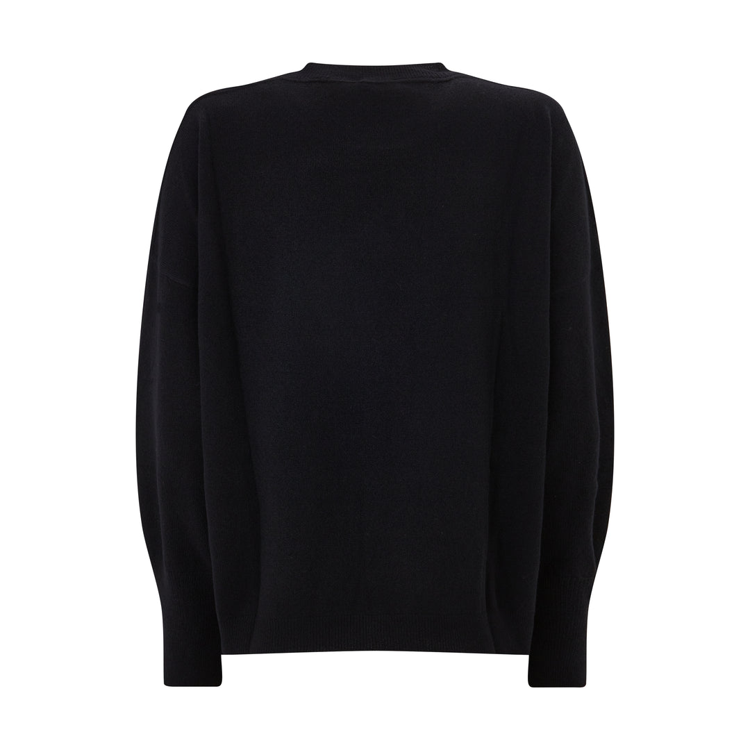 Black Crew Neck Knitted Wool Cashmere Jumper