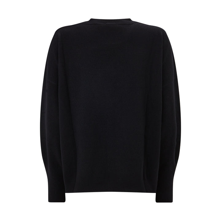 Black Crew Neck Knitted Wool Cashmere Jumper