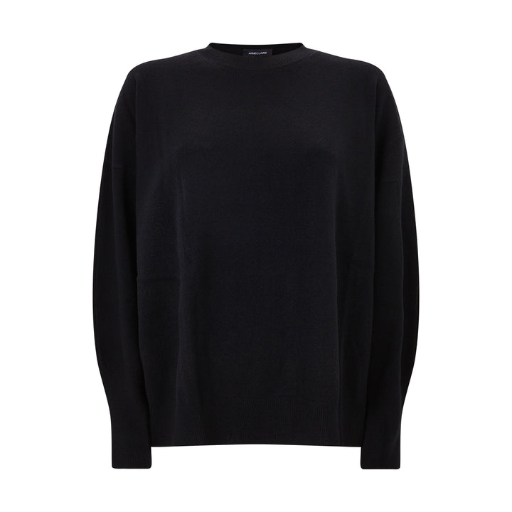 Black Crew Neck Knitted Wool Cashmere Jumper