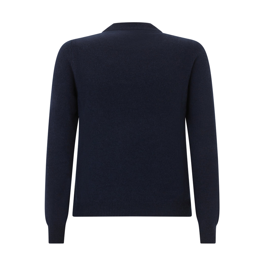 Navy Crew Neck Knitted Wool Cashmere Jumper