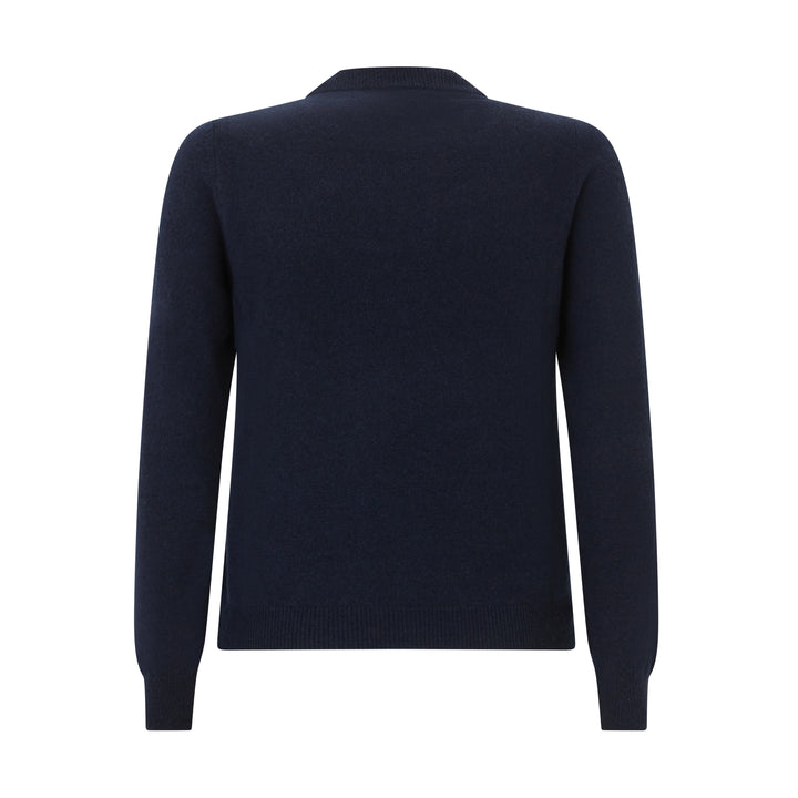 Navy Crew Neck Knitted Wool Cashmere Jumper