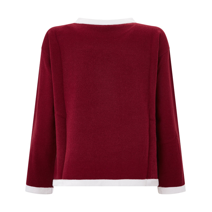 Burgundy Crew Neck Knitted Wool Cashmere Jumper