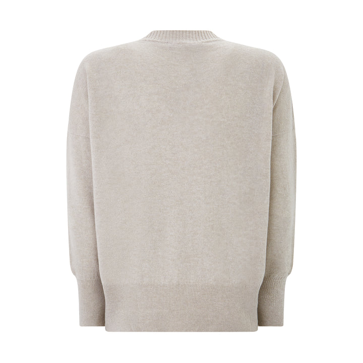 Oatmeal Crew Neck Knitted Wool Cashmere Jumper