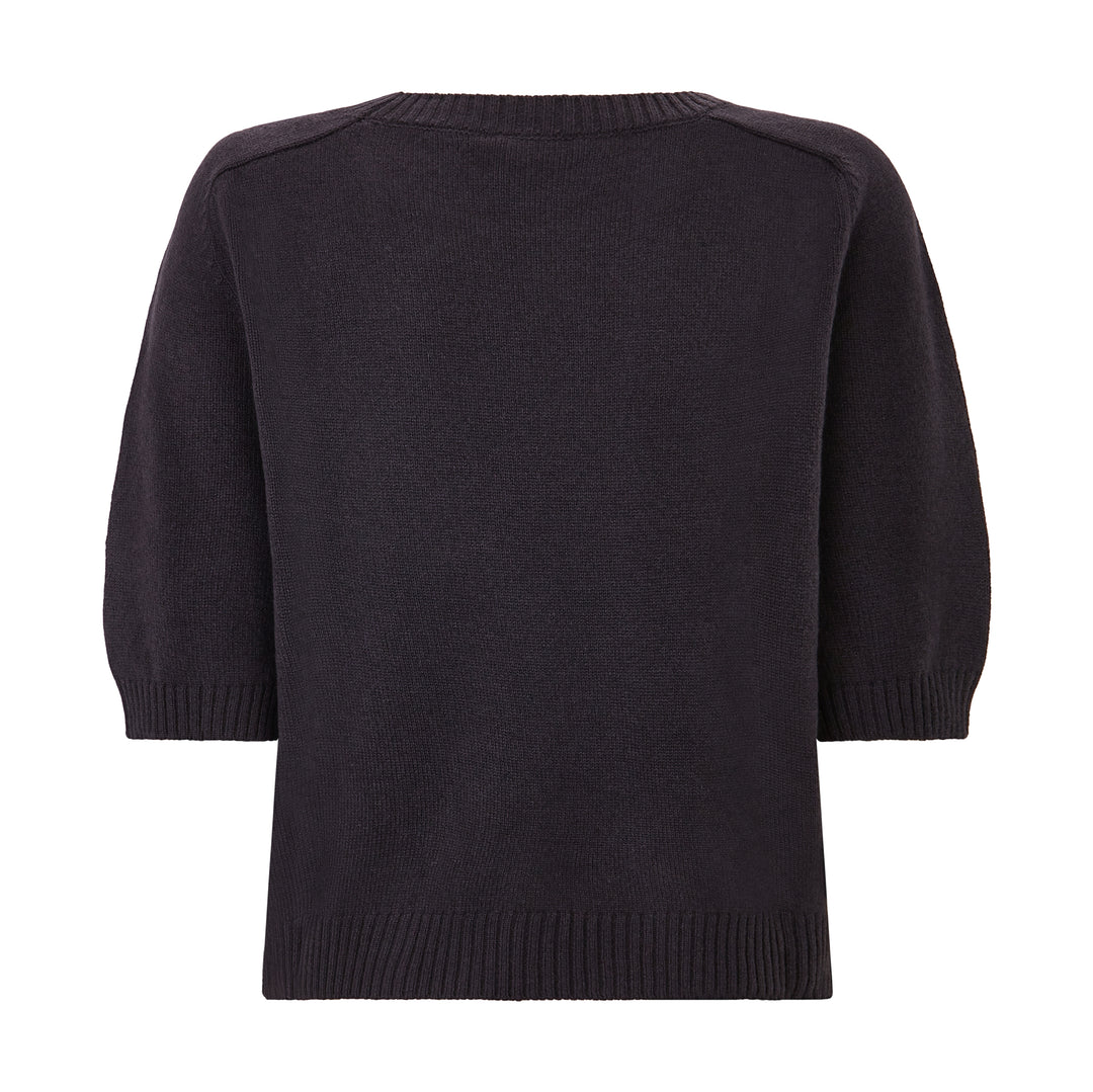 Brown 3/4 Sleeve Knitted Wool Cashmere Jumper