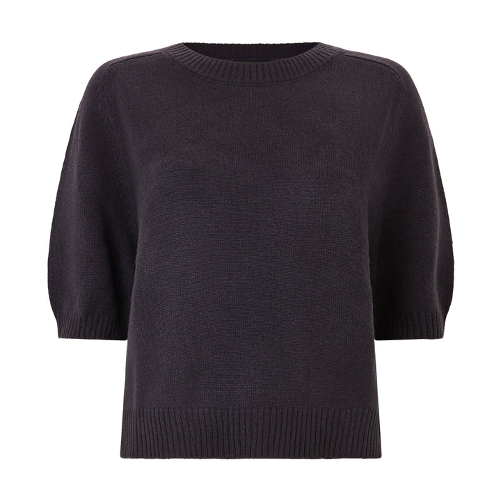 Brown 3/4 Sleeve Knitted Wool Cashmere Jumper