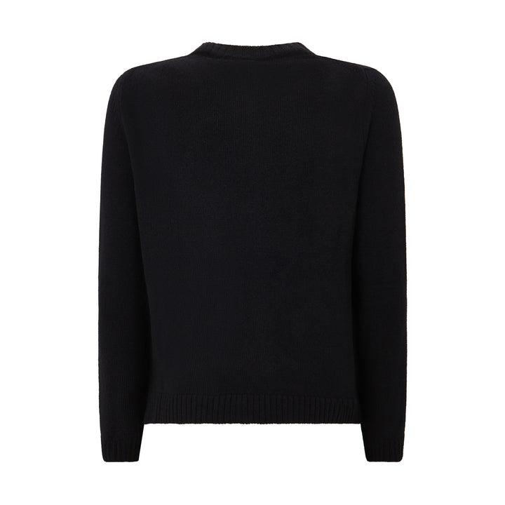 Black Button Through Wool Cashmere Cardigan