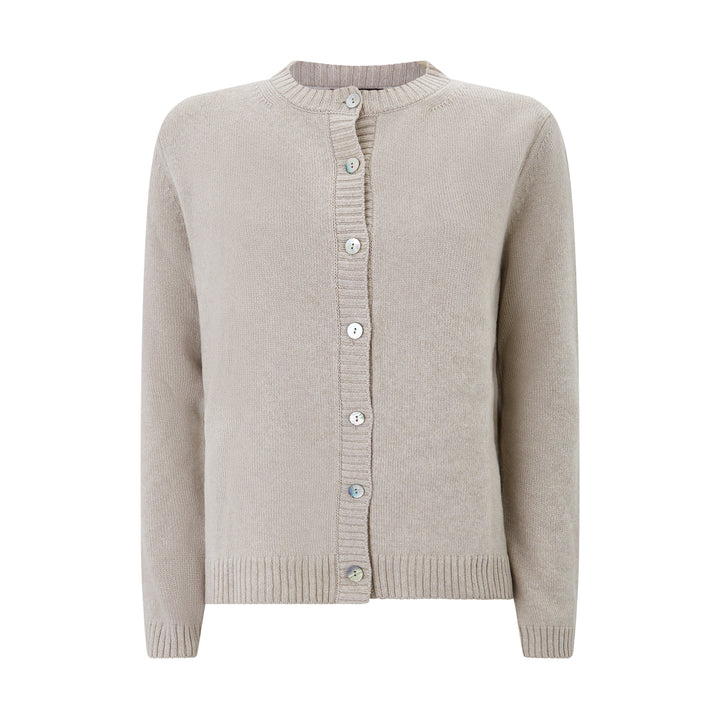 Oatmeal Button Through Wool Cashmere Cardigan