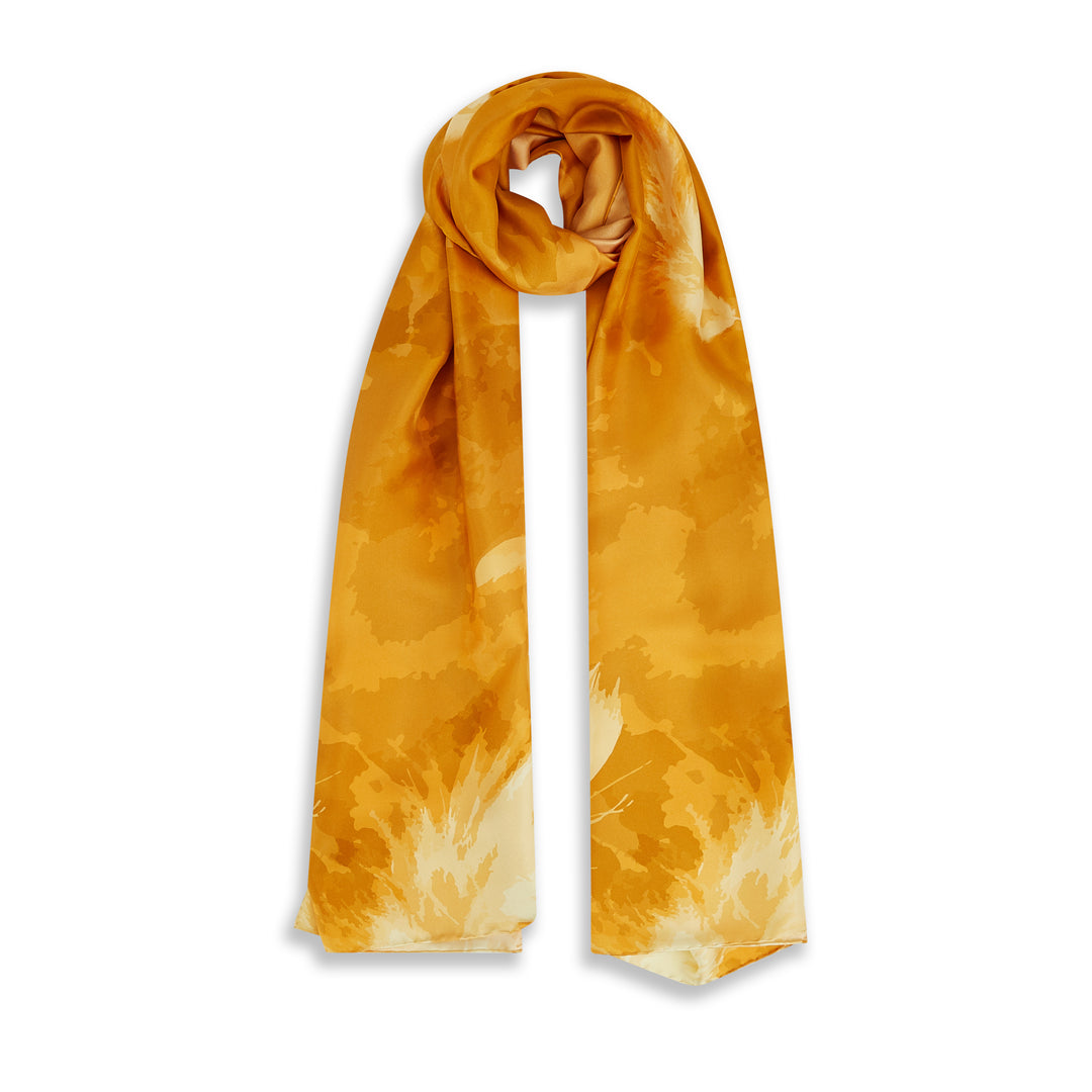 Yellow Feather Silk Scarf