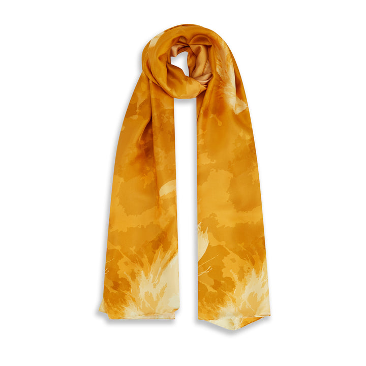 Yellow Feather Silk Scarf