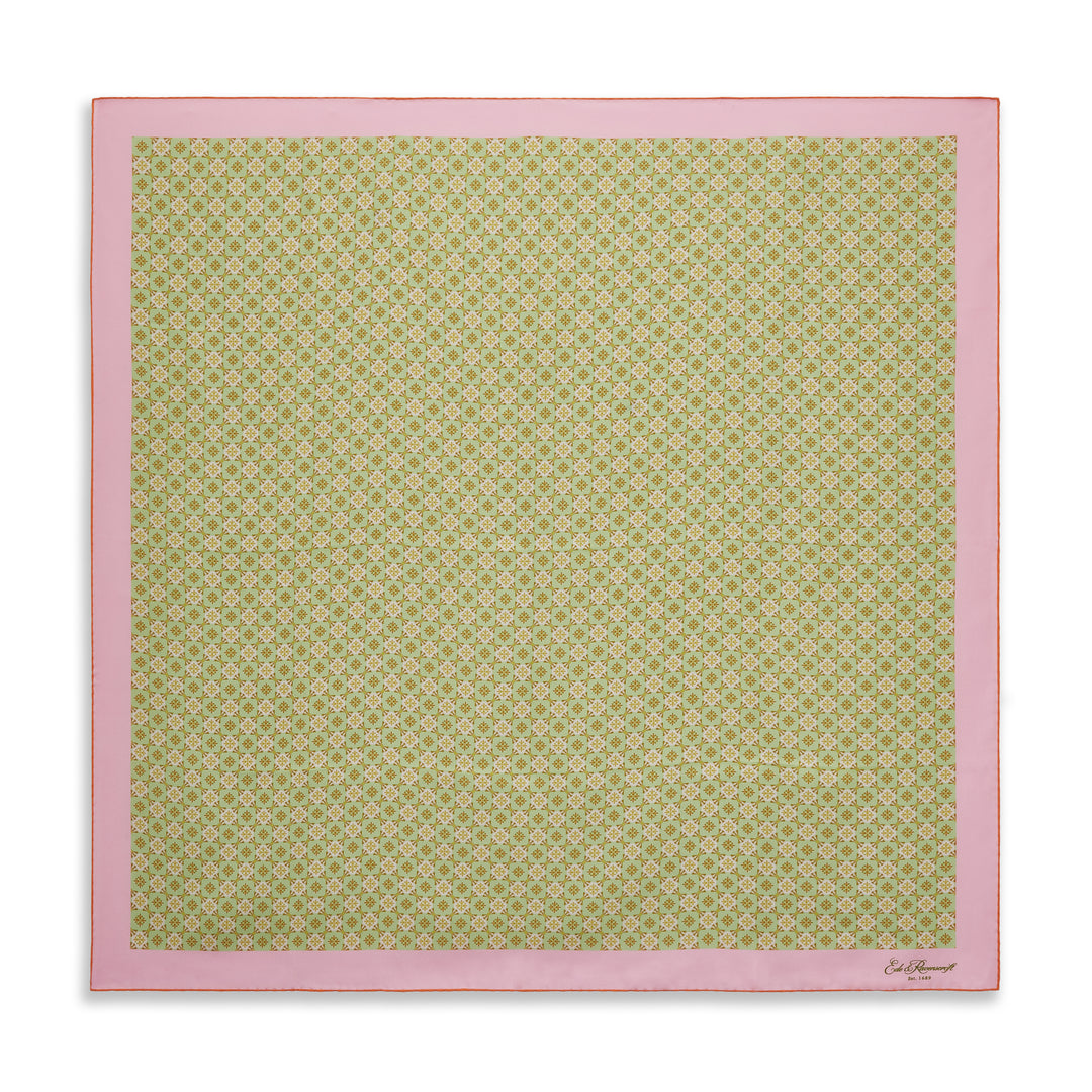Pale Green Pale Pink Tile Silk Square Scarf
