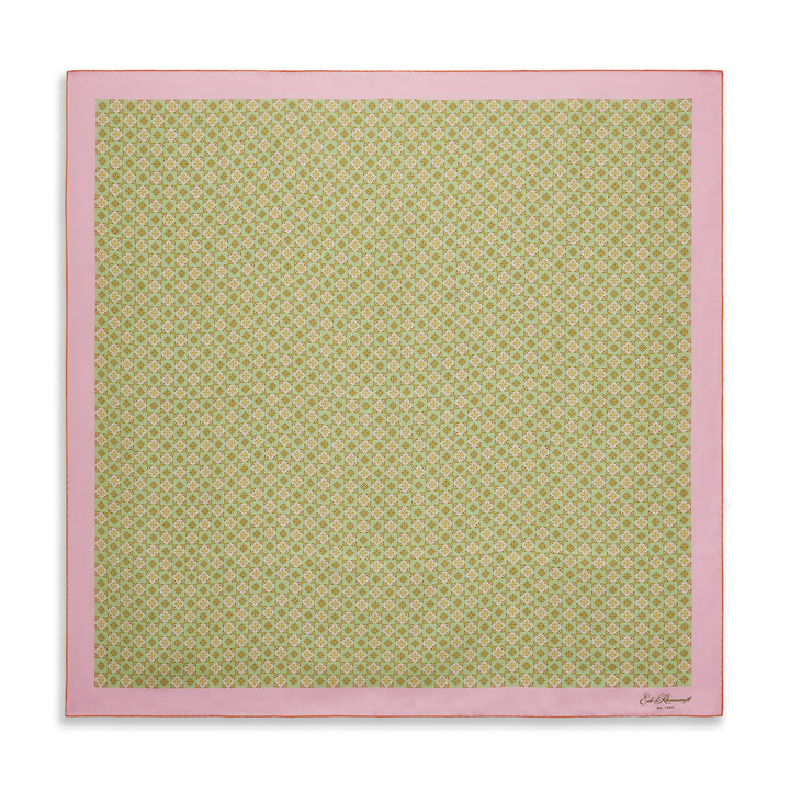 Pale Green Pale Pink Tile Silk Square Scarf