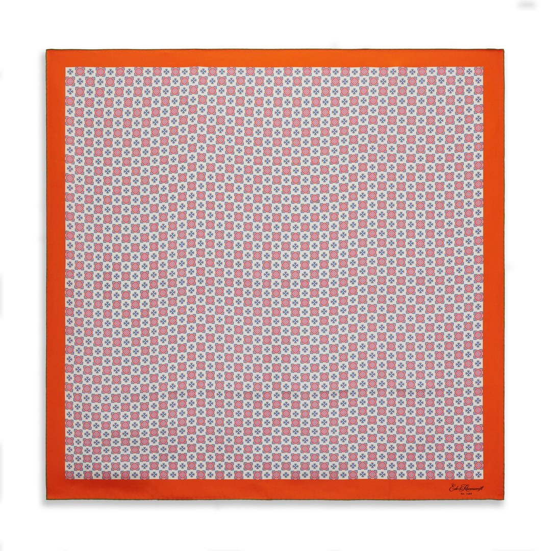 Ecru Pink Tile Silk Square Scarf