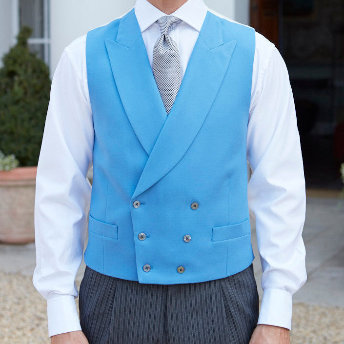 Hayward Light Blue Royal Gabardine Wool Waistcoat