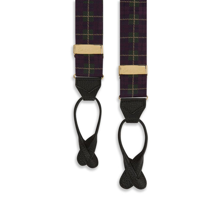Green Purple Tartan Woven Braces