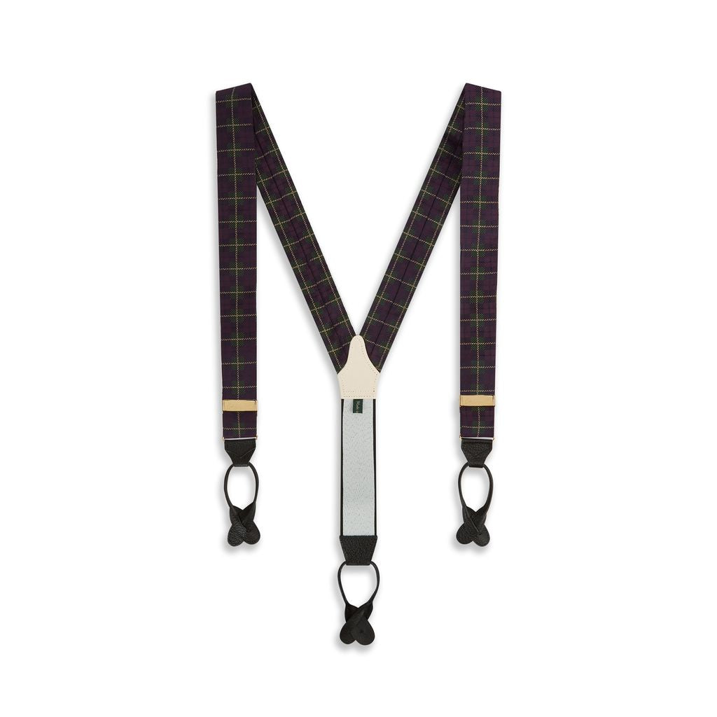 Green Purple Tartan Woven Braces