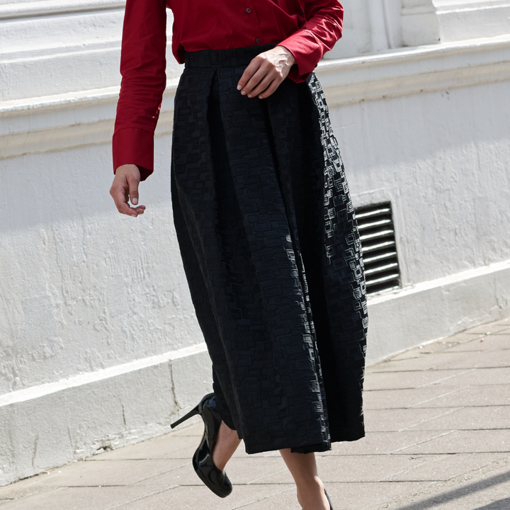 Luna Black Jacquard Square Skirt