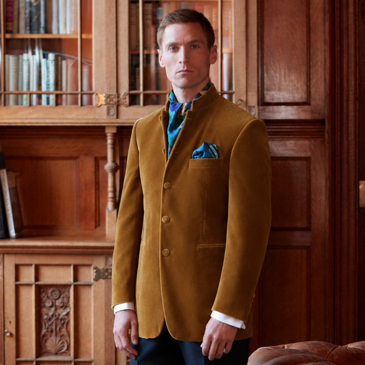 Darley Gold Nehru Velvet Jacket