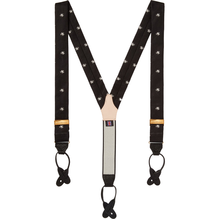 Inner Temple Crest Black Silver Silk Braces
