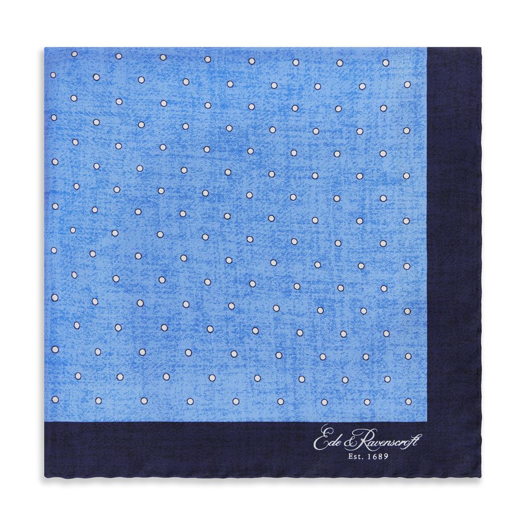 Blue Navy Spot Silk Pocket Square