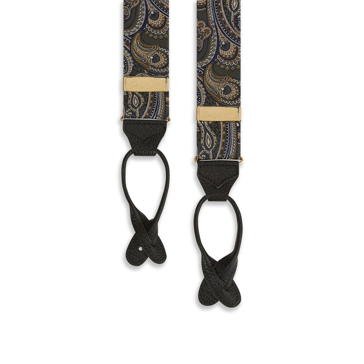 Green Navy Paisley Woven Brace