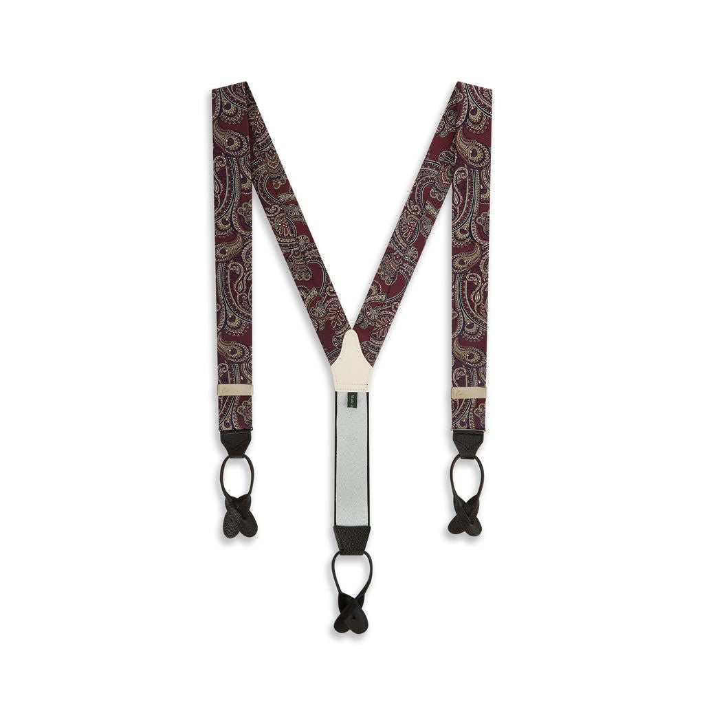 Burgundy Navy Paisley Woven Brace