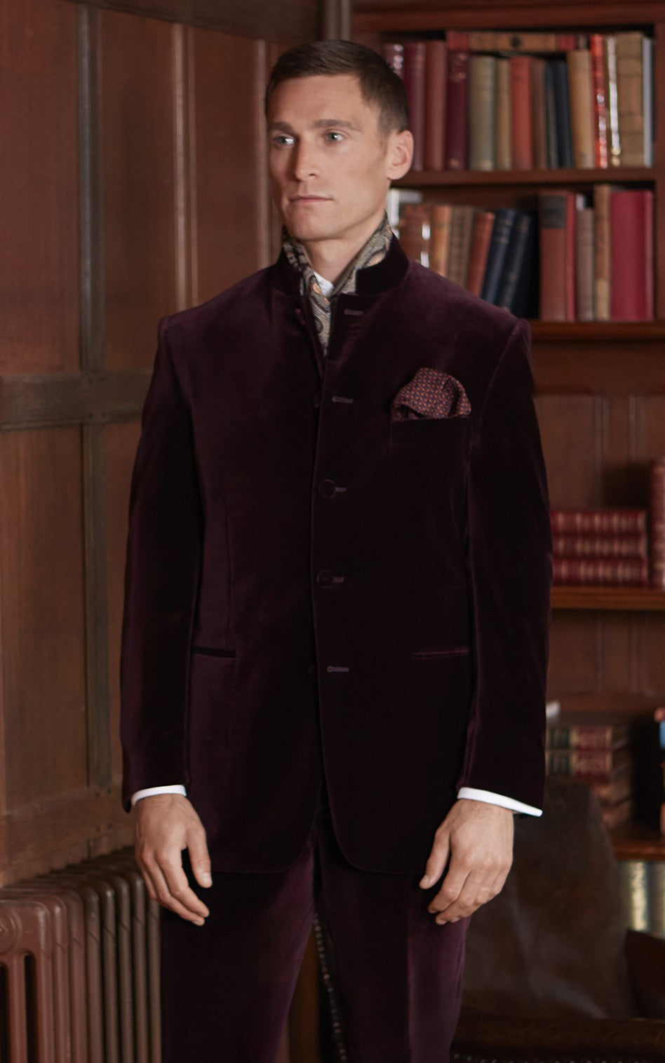 Darley Aubergine Nehru Velvet Jacket