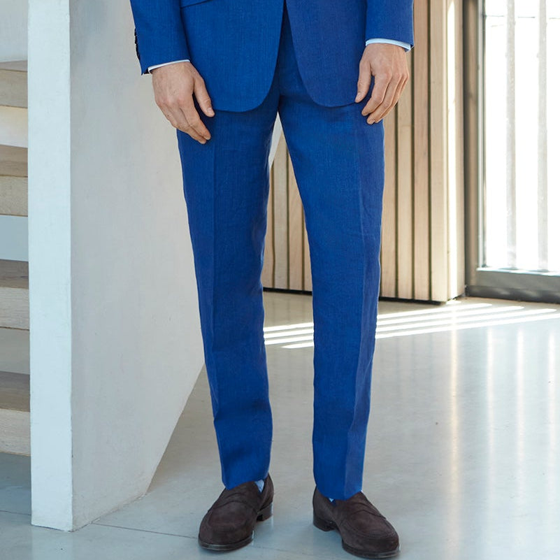 Barney Cobalt Blue Linen Trouser