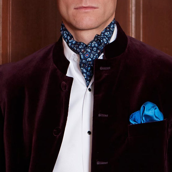 Navy Blue Paisley Madder Silk Cravat