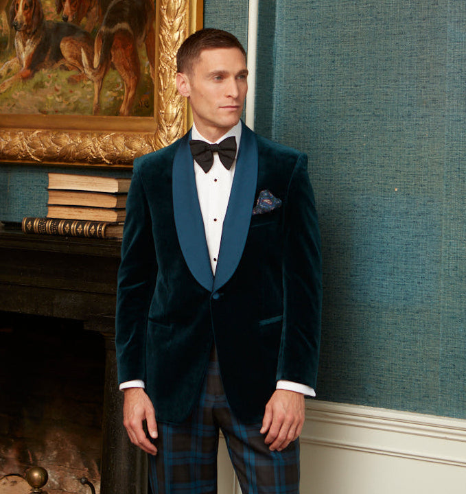 Devere Teal Velvet Jacket